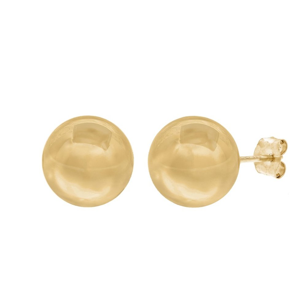 Rachel Koen Bead Ball Stud Earrings 14K Yellow Gold 9mm